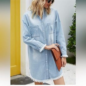 Denim Shirt Dress - Size Small
